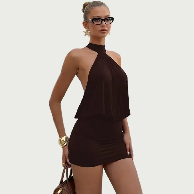 Dress Women Halter Neck Open Back – Party
