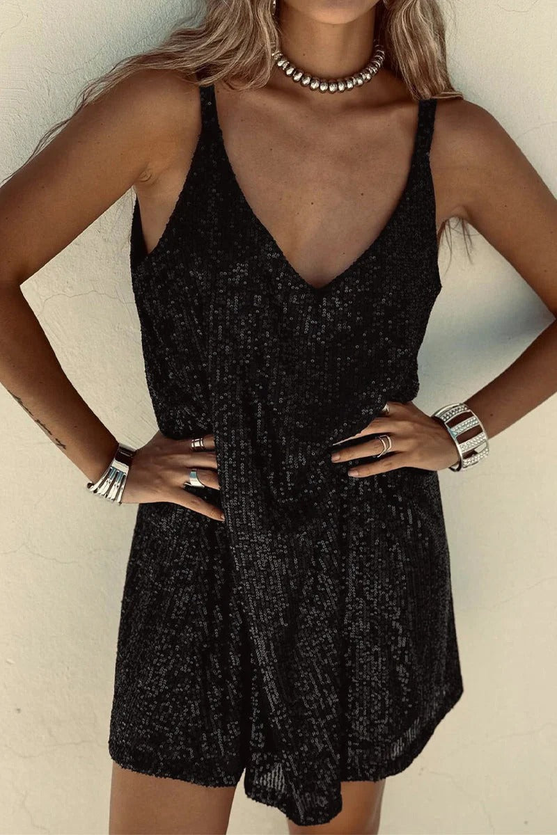 Dress Women Sequined Open V-Back Mini – Party