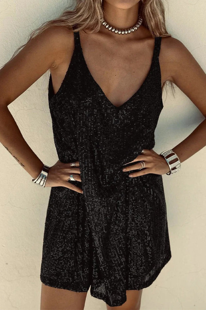 Dress Women Sequined Open V-Back Mini – Party