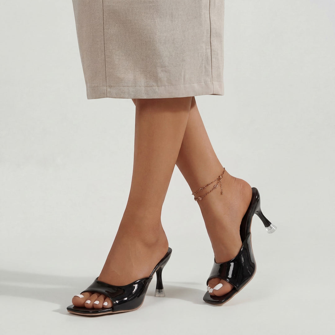 Shoes Women Heeled Square Toe Faux Leather – Party