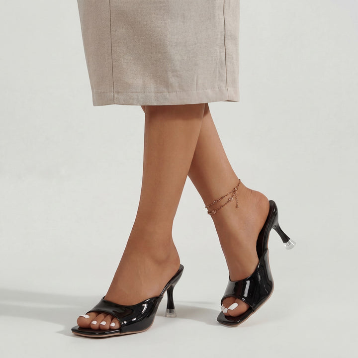 Shoes Women Heeled Square Toe Faux Leather – Party