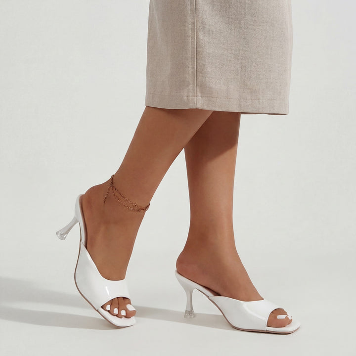 Shoes Women Heeled Square Toe Faux Leather – Party
