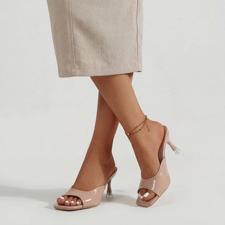 Shoes Women Heeled Square Toe Faux Leather – Party