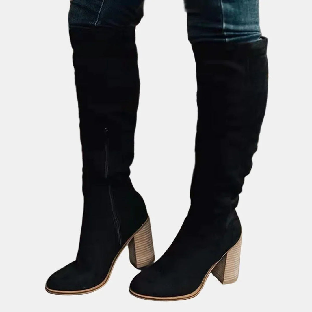 Boots Women Over-the-Knee Stretch Block Heel – Casual
