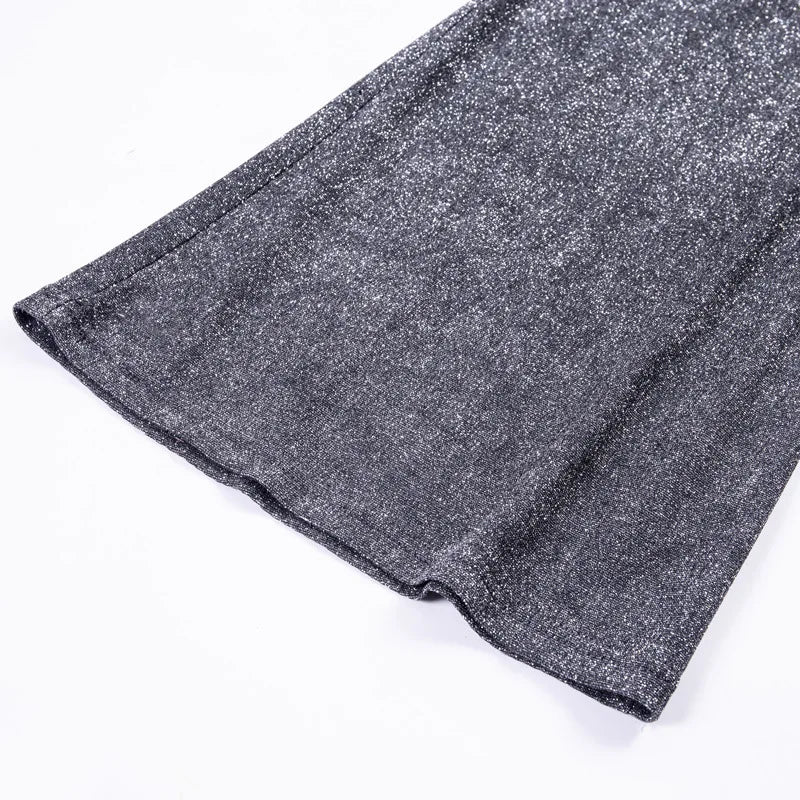 Trousers Women Flared Glitter High Waist – Party