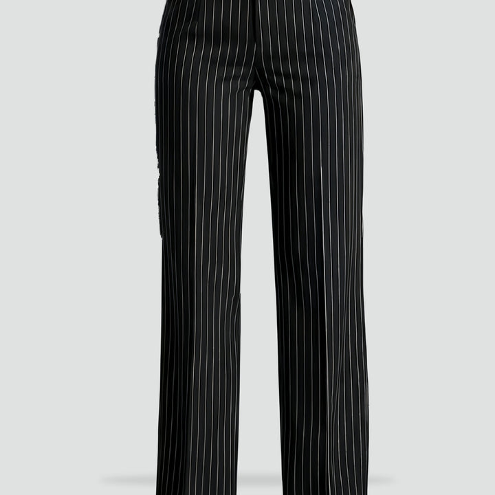 Trousers Women High Waist Pinstripe Tailored – Office