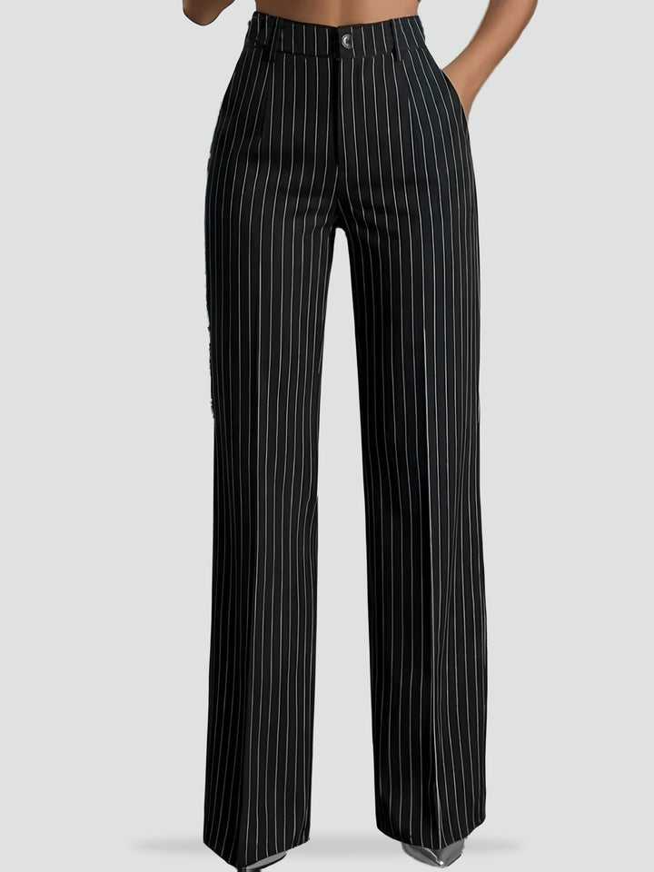 Trousers Women High Waist Pinstripe Tailored – Office
