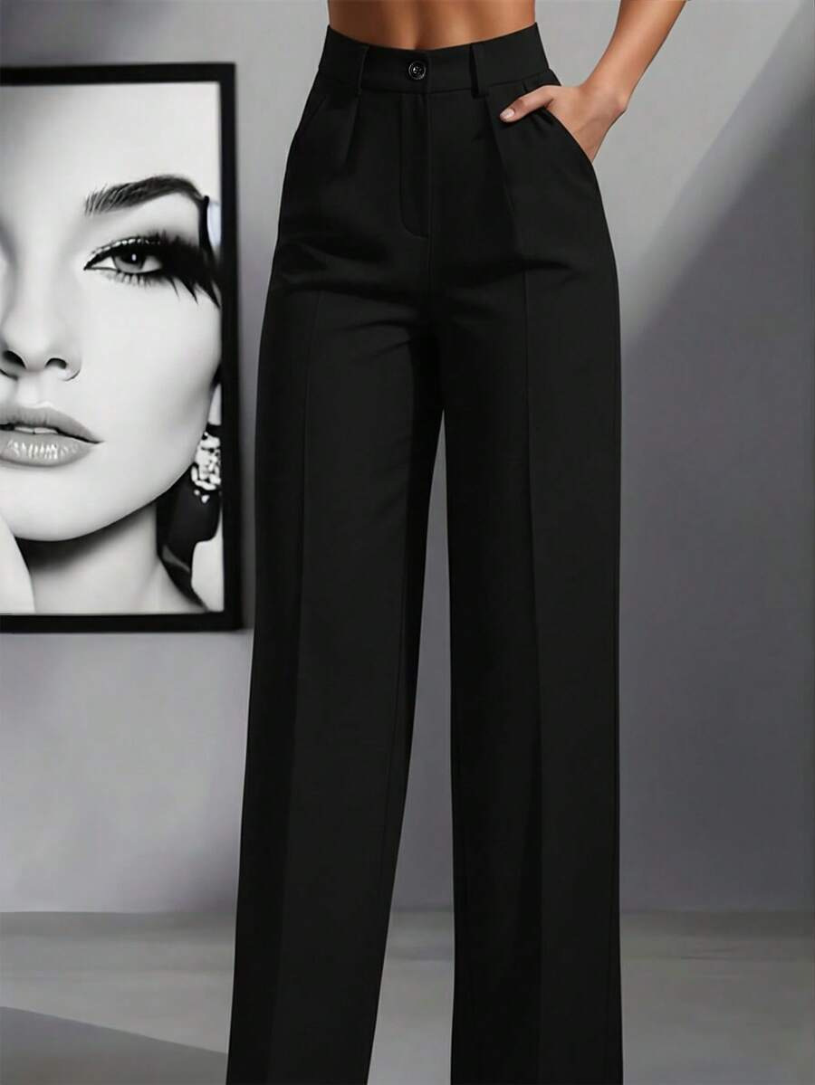 Trousers Women Wide Leg High Waist Pleated – Office