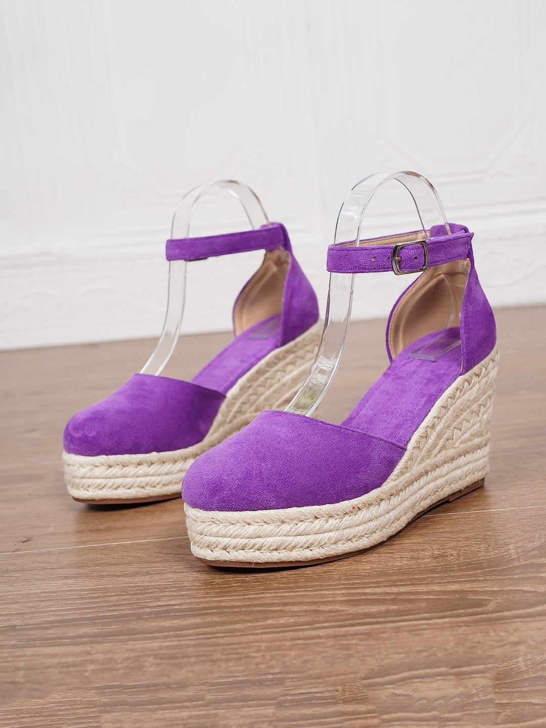 Sandals Women Platform Suede Look Ankle Strap Woven Sole – Summer