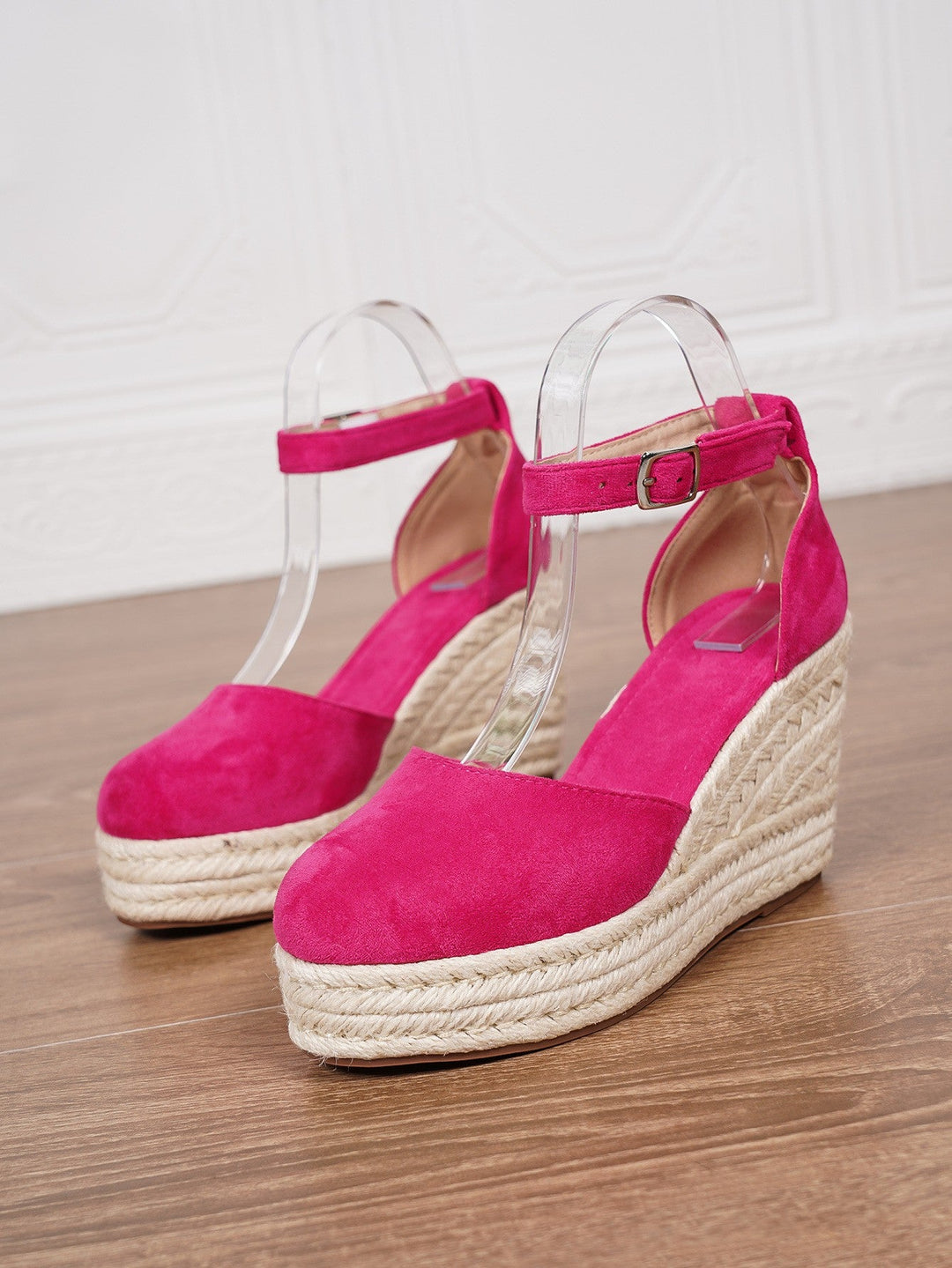 Sandals Women Platform Suede Look Ankle Strap Woven Sole – Summer