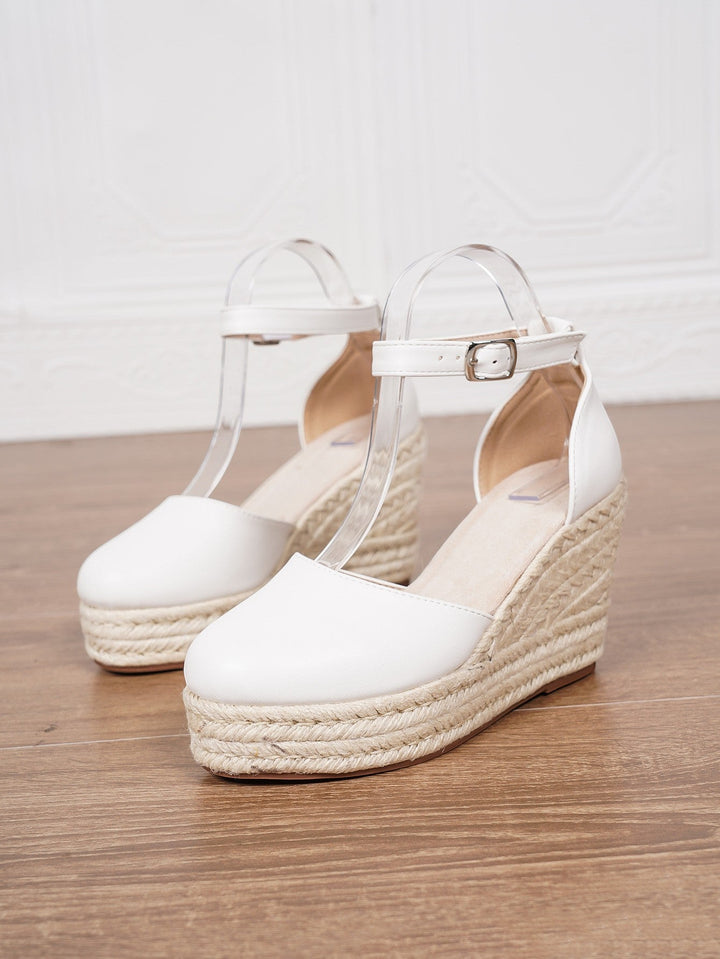 Sandals Women Platform Suede Look Ankle Strap Woven Sole – Summer