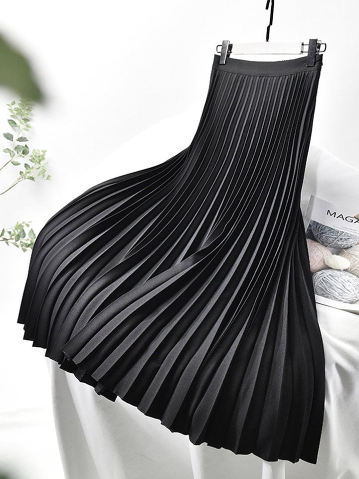 Skirt Women Pleated High Waist Glossy – Office