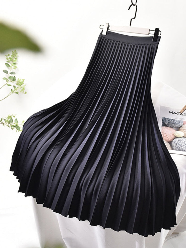 Skirt Women Pleated High Waist Glossy – Office