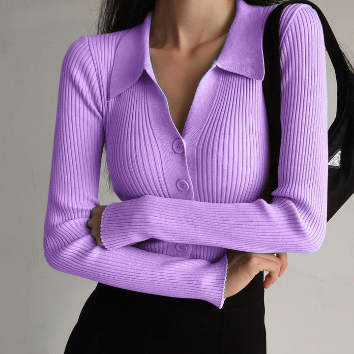 Polo Shirt Women Long Sleeve Button Closure – Casual