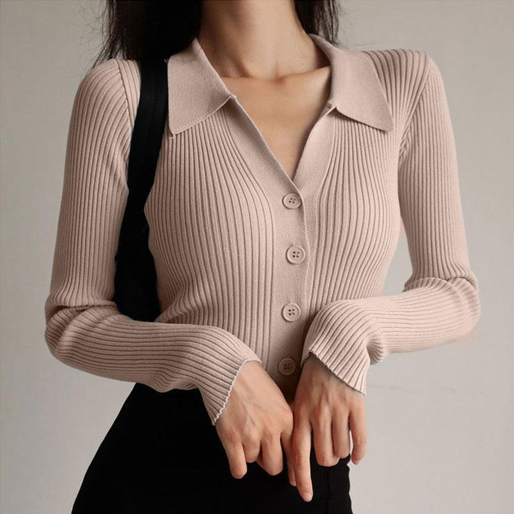 Polo Shirt Women Long Sleeve Button Closure – Casual