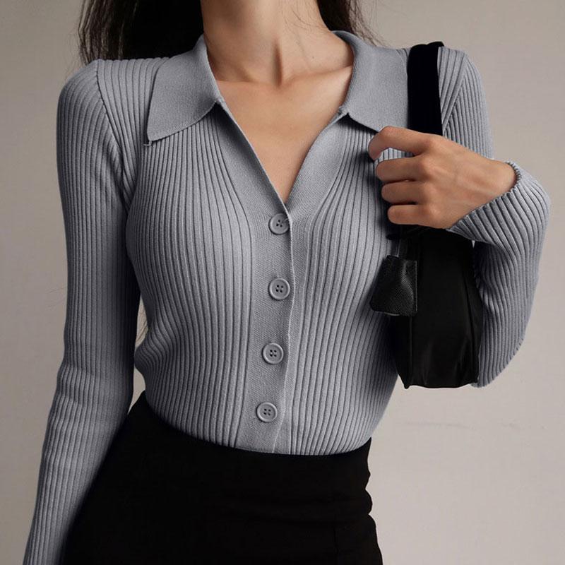Polo Shirt Women Long Sleeve Button Closure – Casual