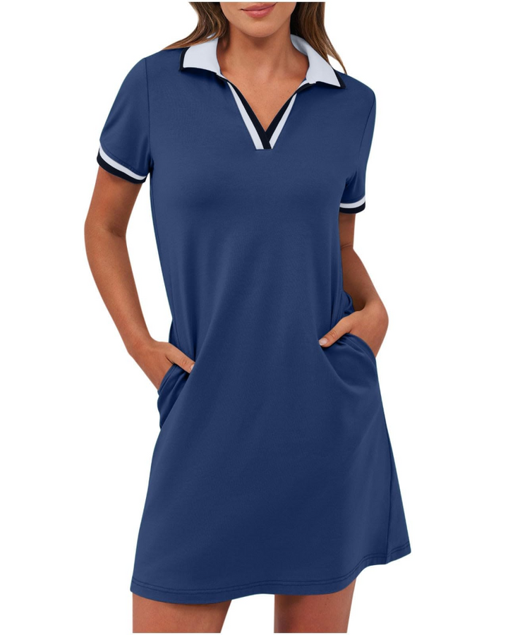 Dress Women Polo Collar Casual with Side Pockets – Casual