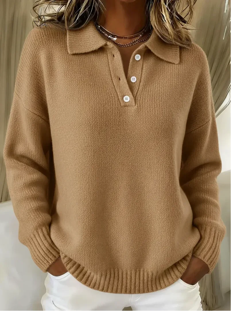 Jumper Women Knitted Long Sleeve Button Closure – Casual