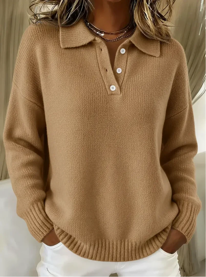Jumper Women Knitted Long Sleeve Button Closure – Casual
