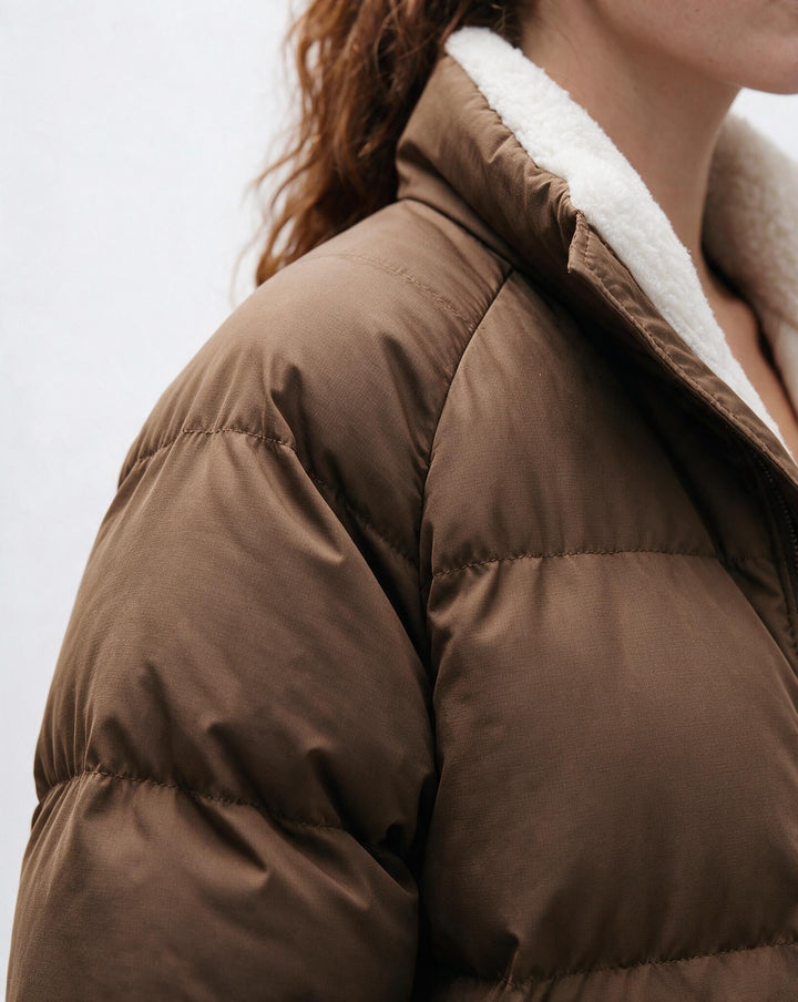 Jacket Women Quilted Puffer Teddy Collar – Winter