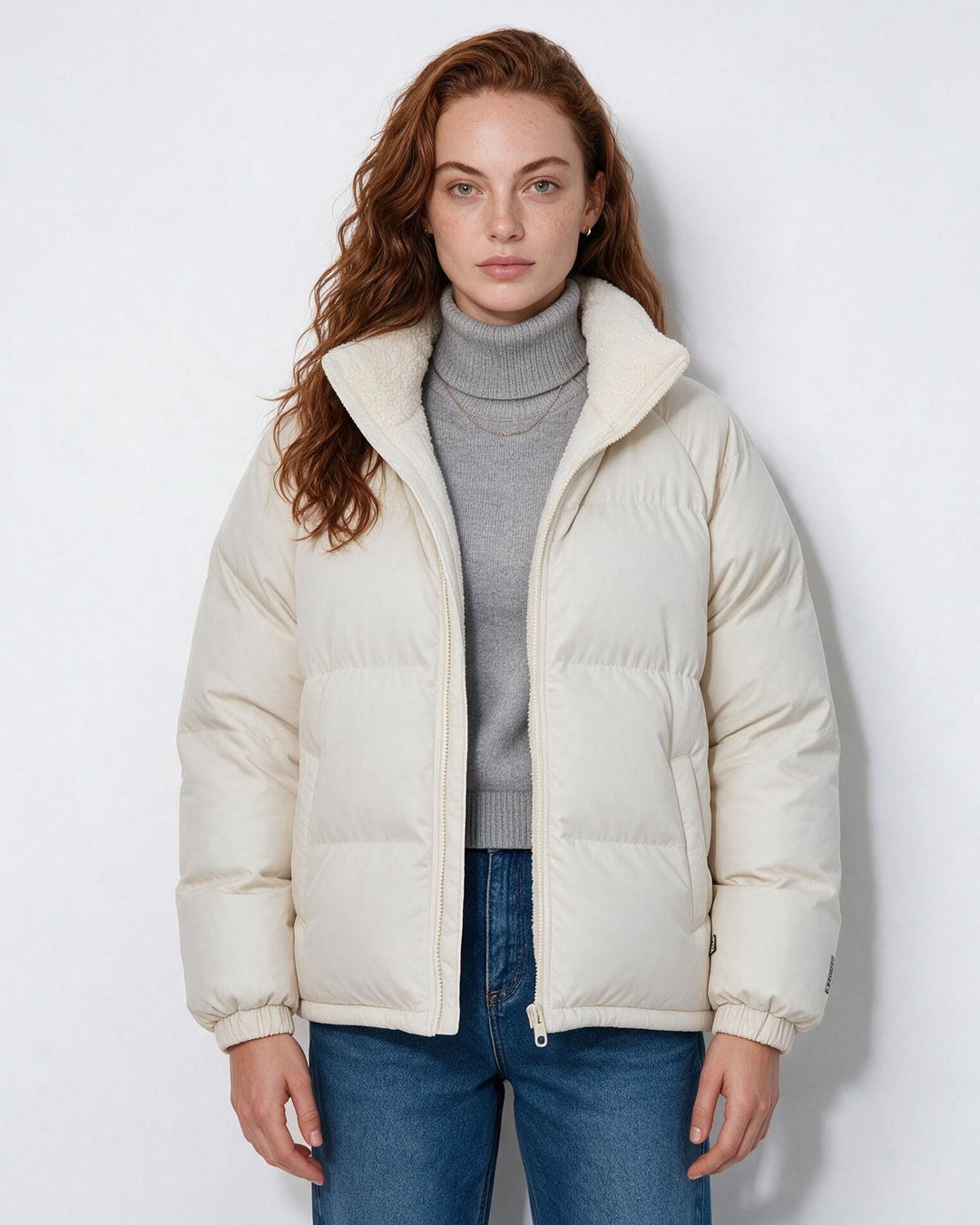 Jacket Women Quilted Puffer Teddy Collar – Winter