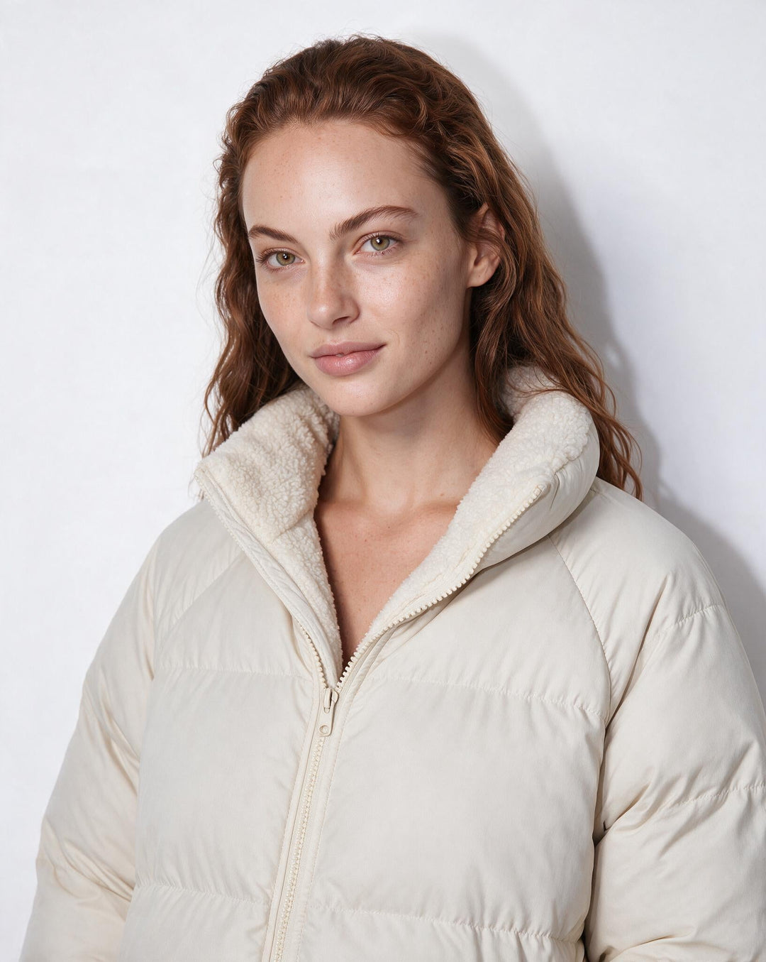 Jacket Women Quilted Puffer Teddy Collar – Winter