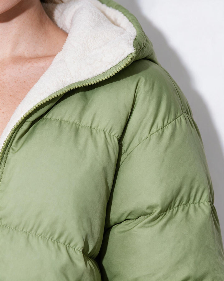 Jacket Women Quilted Puffer Teddy Collar – Winter