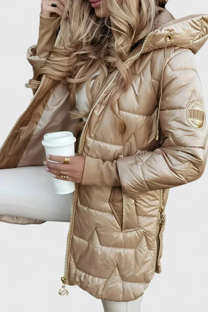 Jacket Women Lightly Padded Tailored with Hood – Winter