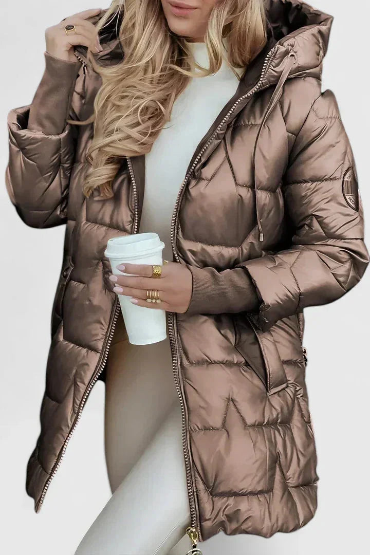 Jacket Women Lightly Padded Tailored with Hood – Winter