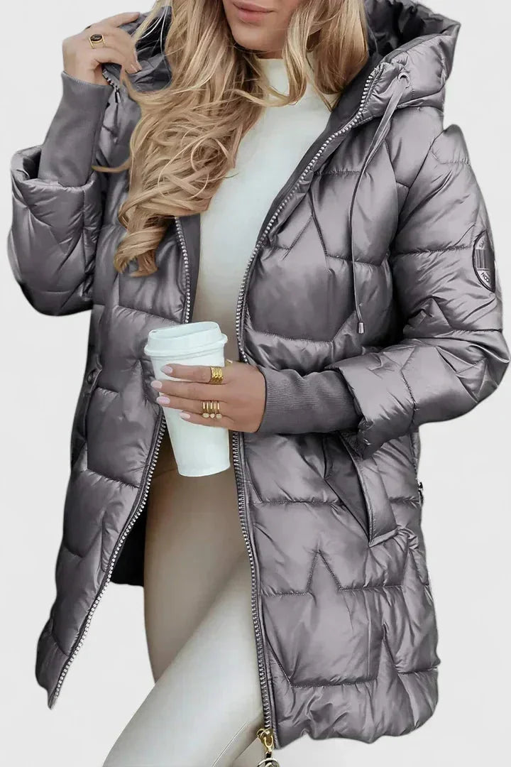 Jacket Women Lightly Padded Tailored with Hood – Winter