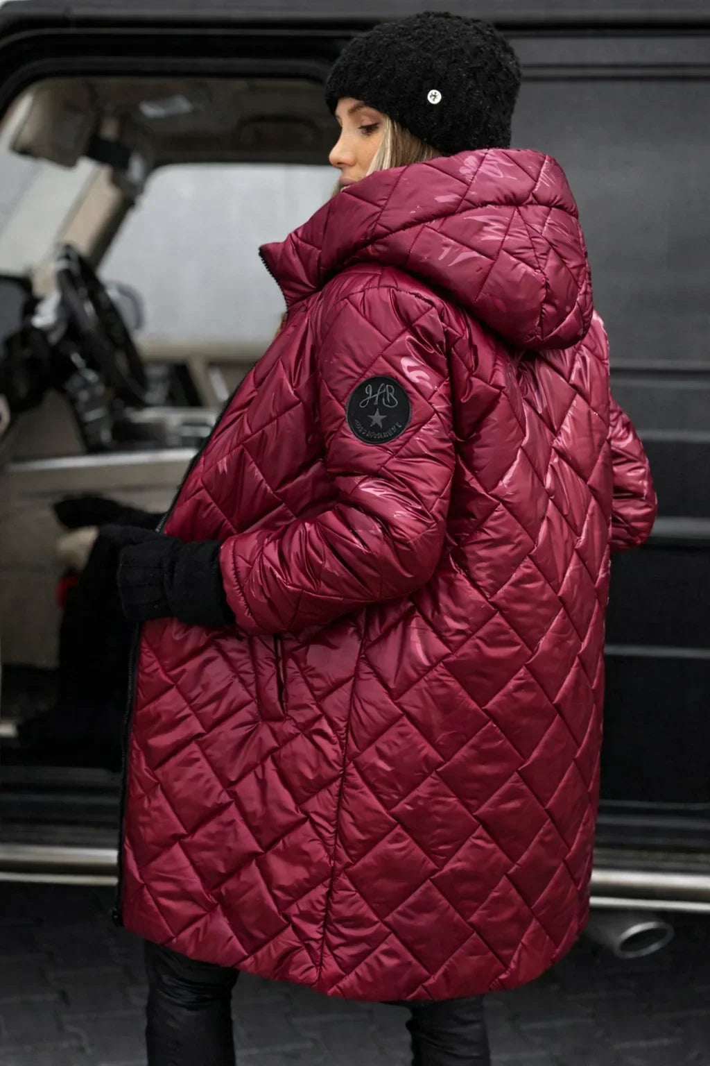 Jacket Women Long Metallic Puffer with Hood – Winter