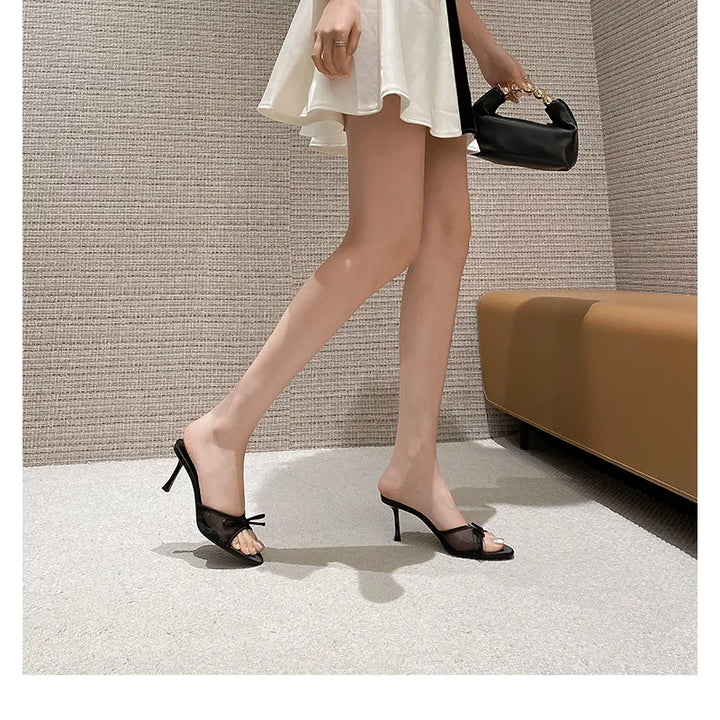 Sandals Women Mesh Heel Bow Detail – Summer
