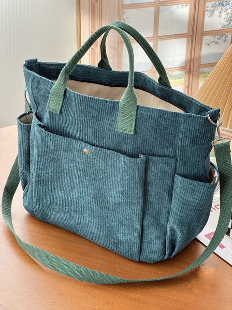Bag Women Ribbed Velvet with Handles – Casual