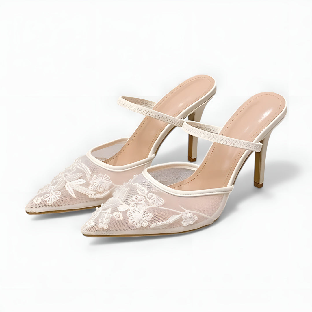 Shoes Women Embroidered Mesh Slingback Pointed Toe – Party