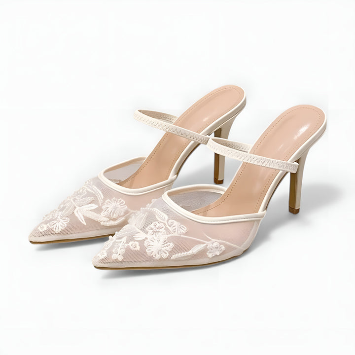 Shoes Women Embroidered Mesh Slingback Pointed Toe – Party
