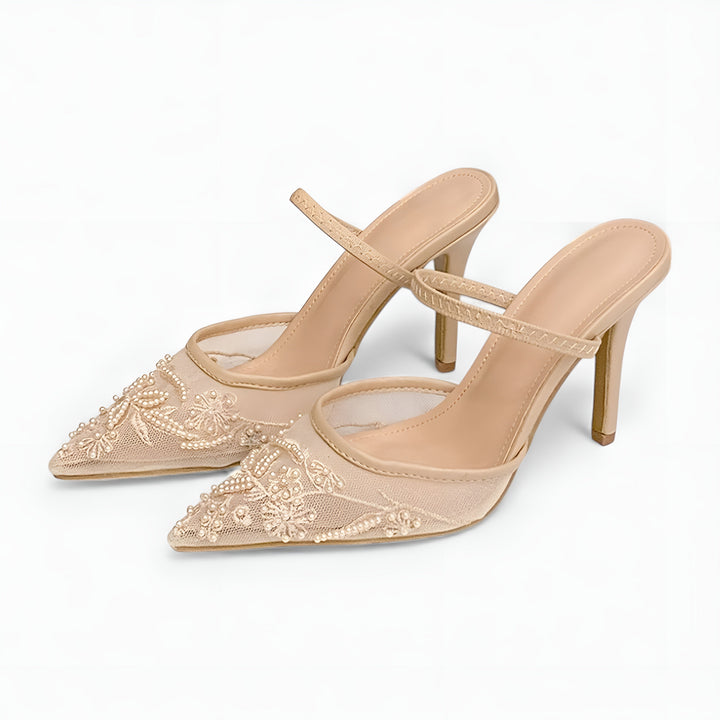 Shoes Women Embroidered Mesh Slingback Pointed Toe – Party