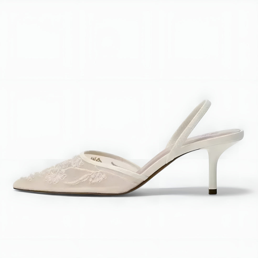 Shoes Women Embroidered Mesh Slingback Pointed Toe – Party