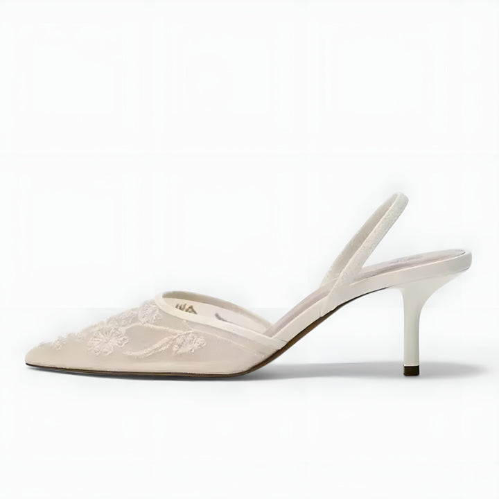Shoes Women Embroidered Mesh Slingback Pointed Toe – Party