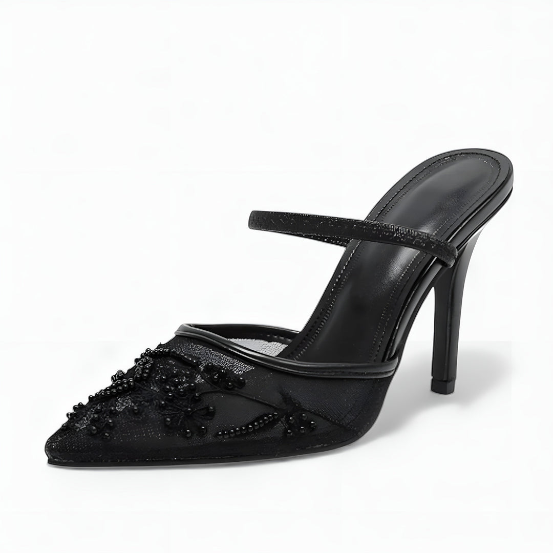 Shoes Women Embroidered Mesh Slingback Pointed Toe – Party
