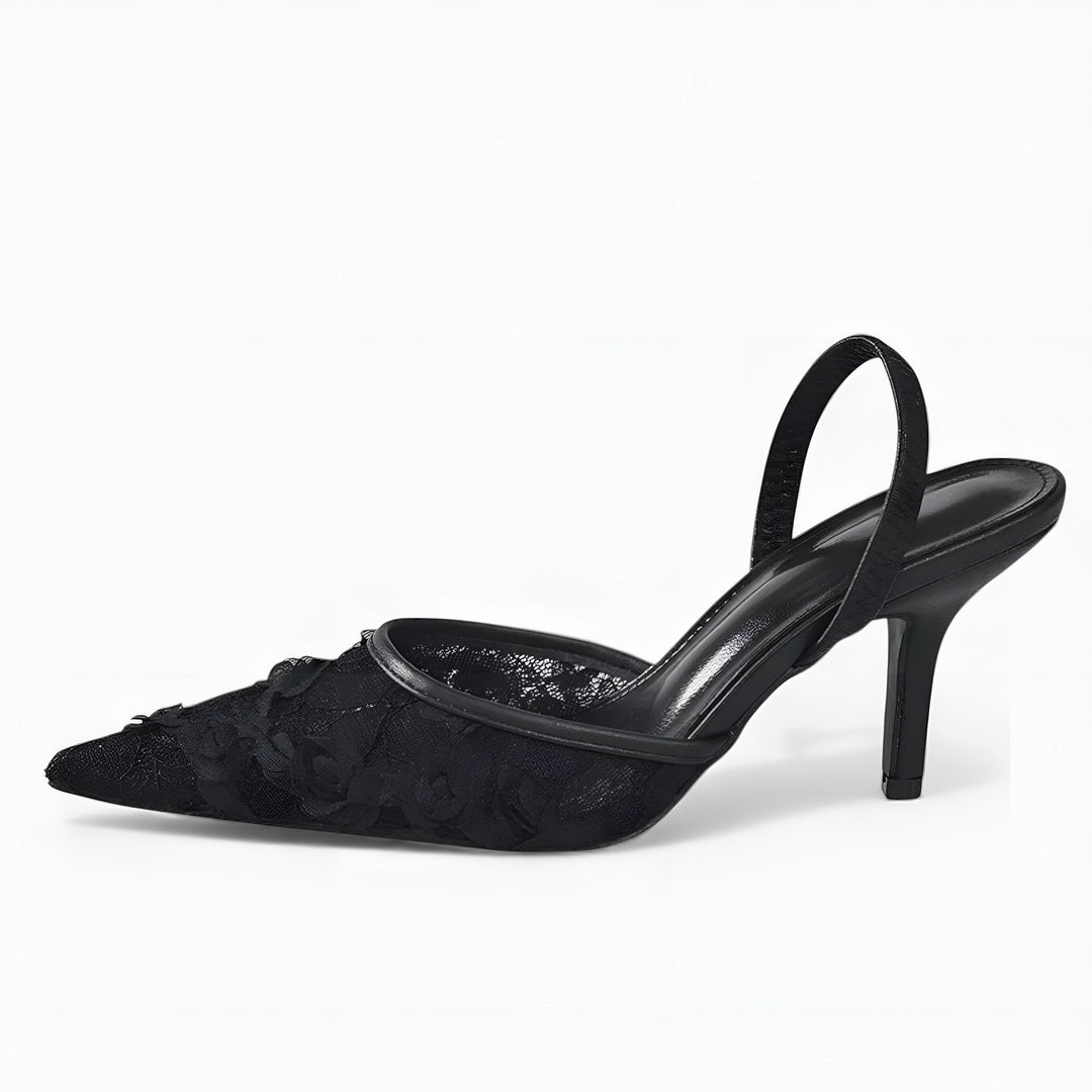 Shoes Women Embroidered Mesh Slingback Pointed Toe – Party
