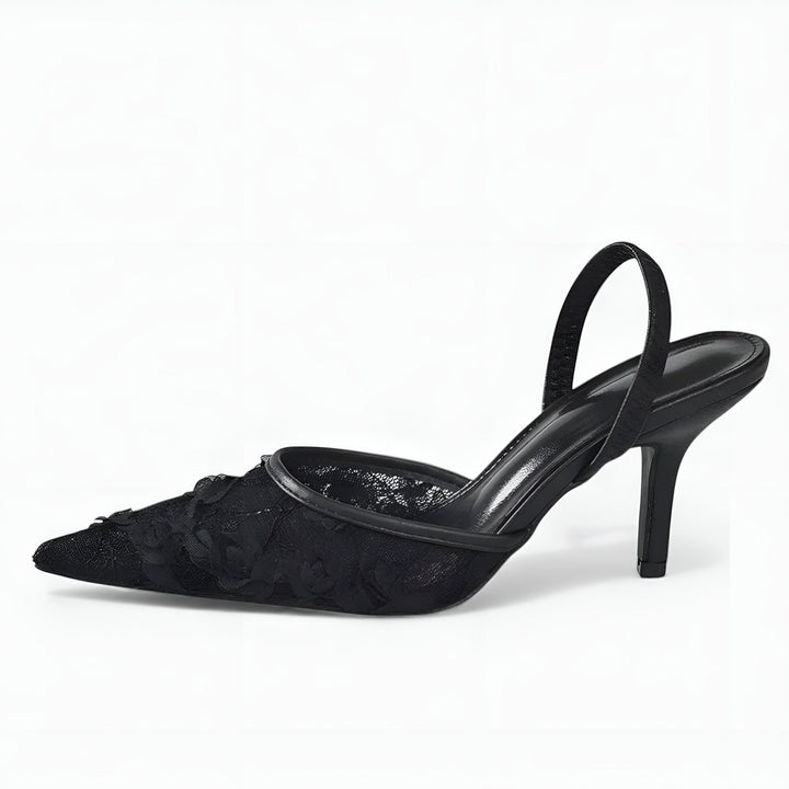 Shoes Women Embroidered Mesh Slingback Pointed Toe – Party