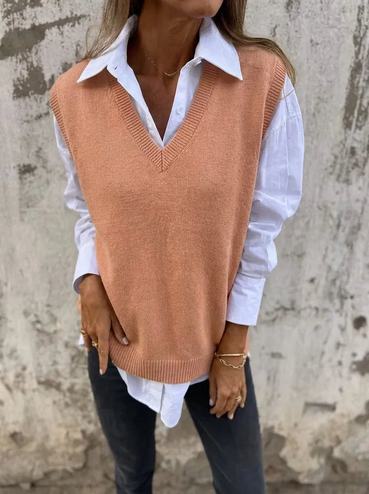 Vest Women Knitted V-Neck Sleeveless – Office