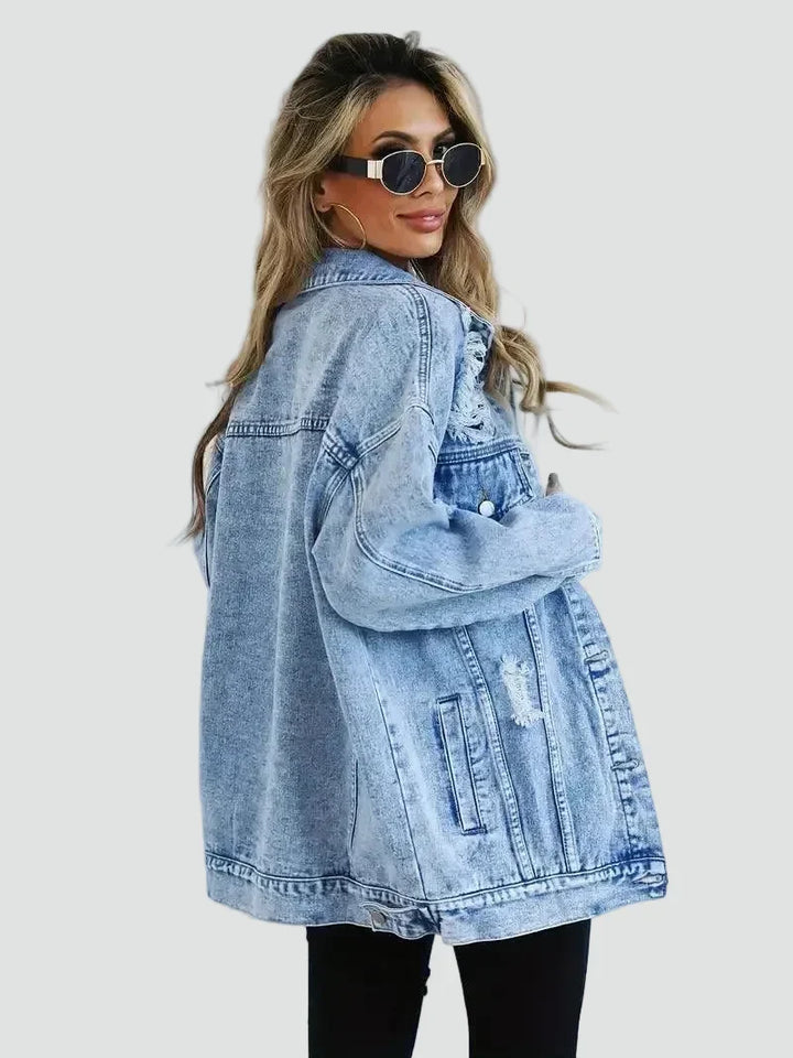 Jacket Women Oversized Distressed Denim – Casual