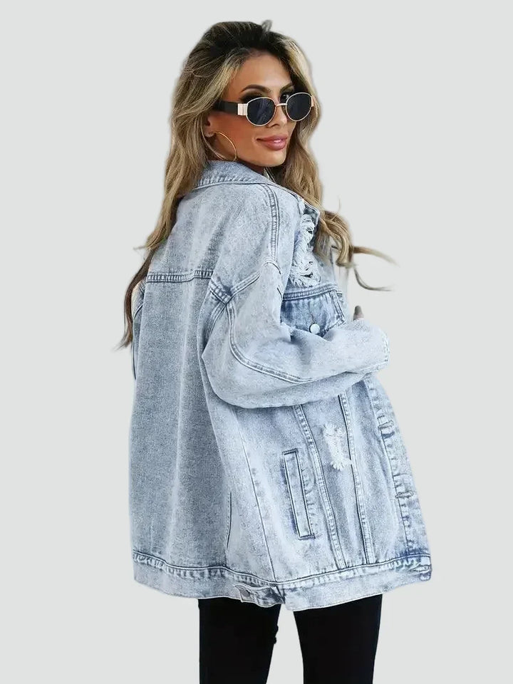 Jacket Women Oversized Distressed Denim – Casual