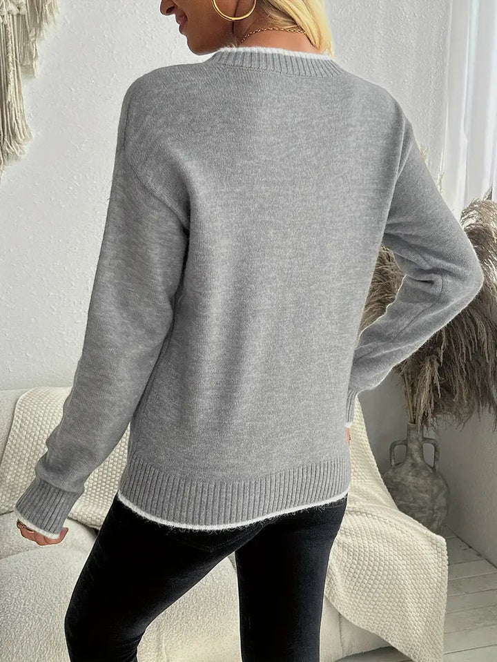 Jumper Women Knitted Snowflake Print – Winter