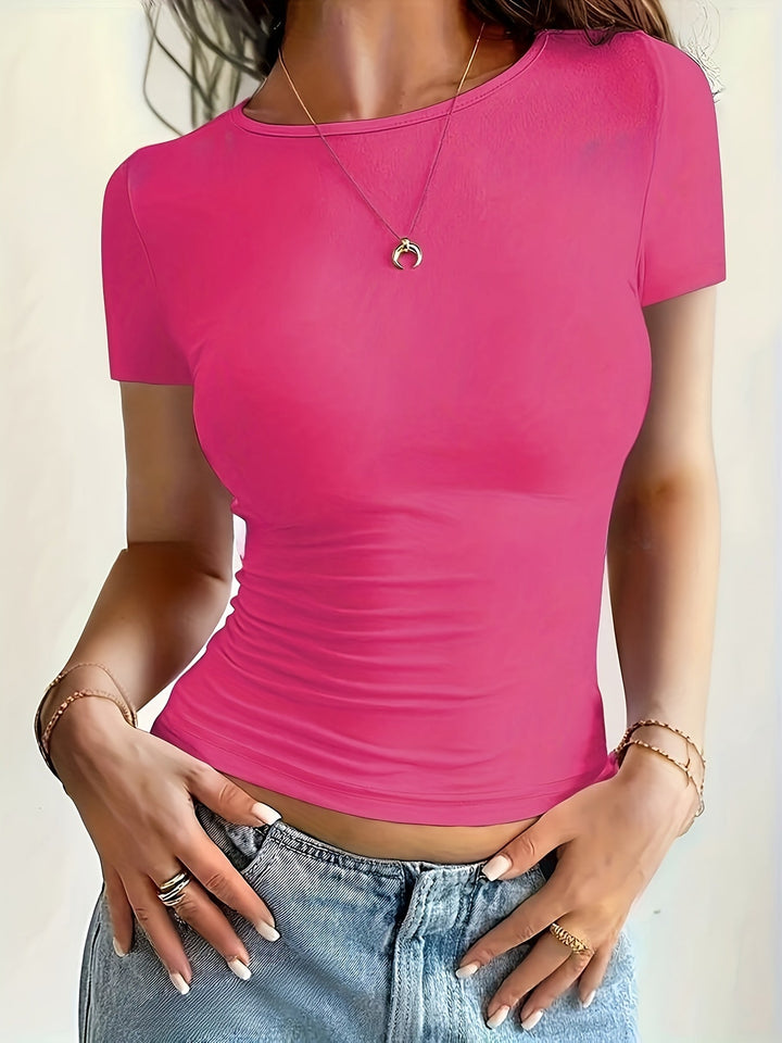 T-Shirt Women Fitted Round Neck Cotton – Casual