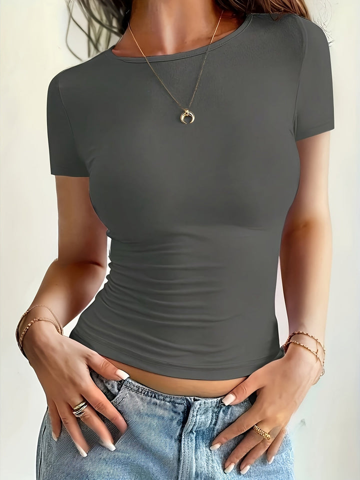 T-Shirt Women Fitted Round Neck Cotton – Casual