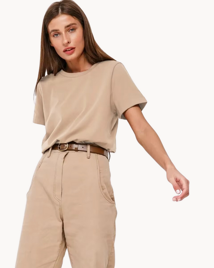 T-Shirt Women Straight Fit Round Neck Cotton – Casual