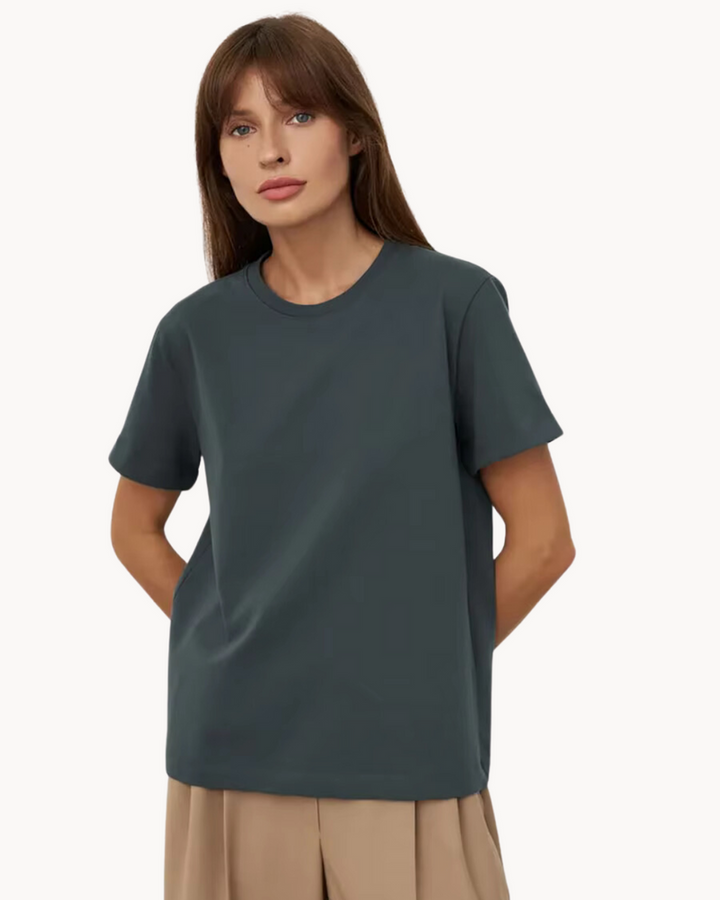 T-Shirt Women Straight Fit Round Neck Cotton – Casual