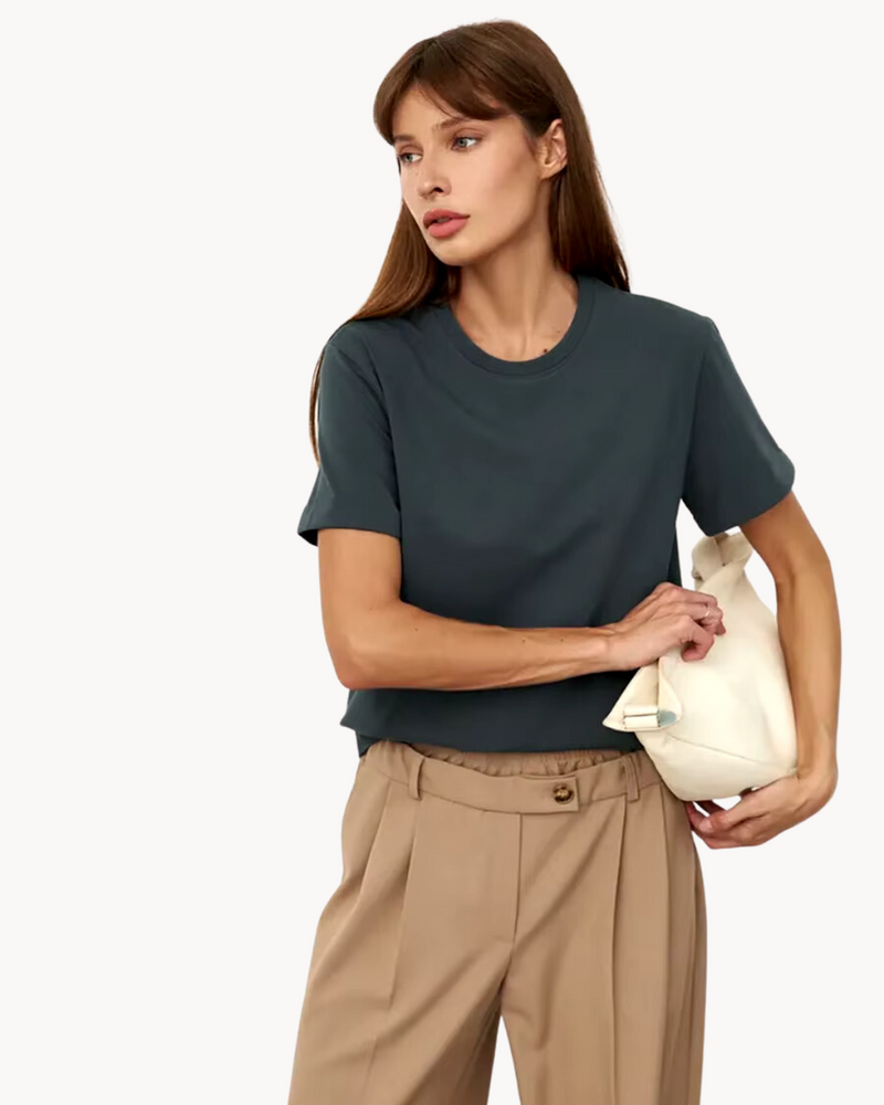 T-Shirt Women Straight Fit Round Neck Cotton – Casual